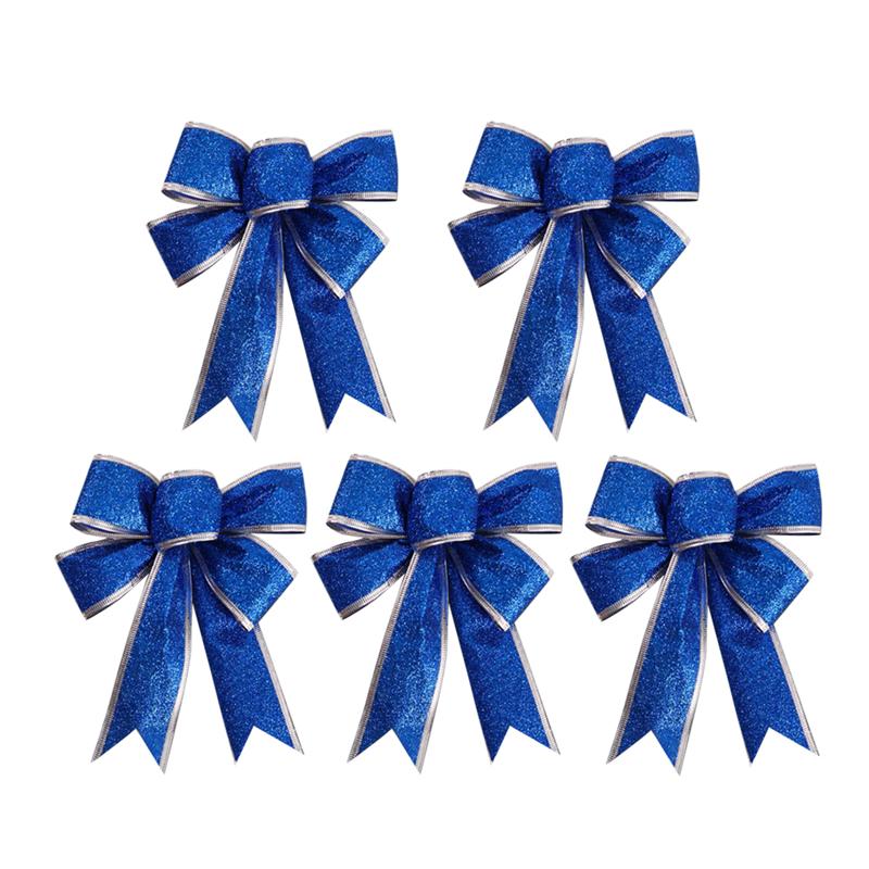 5 stk/pakke stof knude bånd bue ornamenter til gaver dekoration juletræ: Blå