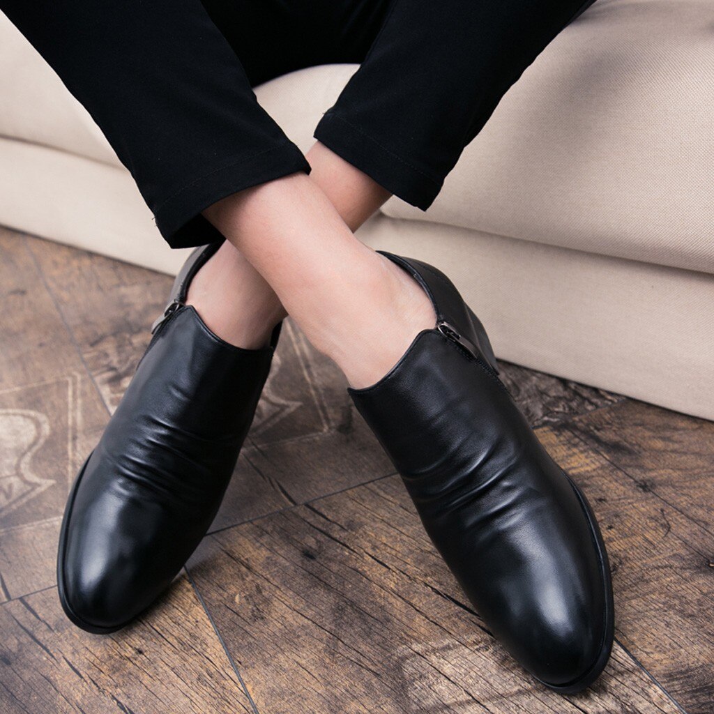 Men's Business Leather Dress Shoes Autumn Formal Formal Oxfords Low Heel Mens Office Slouchy Work Shoes England Style