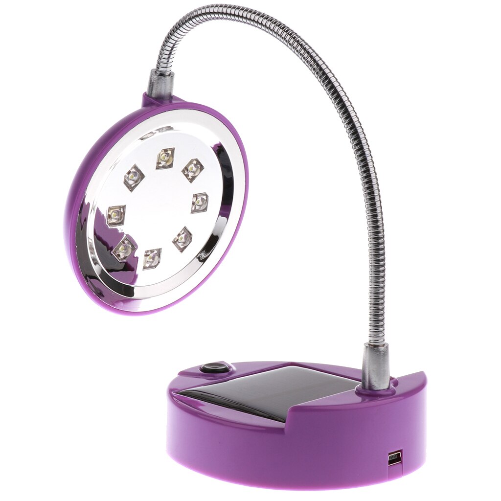 Solar led-bureaulamp, flexibele, oogvriendelijke tafellamp met usb-oplaadpoort, nachtlampje voor kantoor/slaapkamer - kleur blauw/paars/groen
