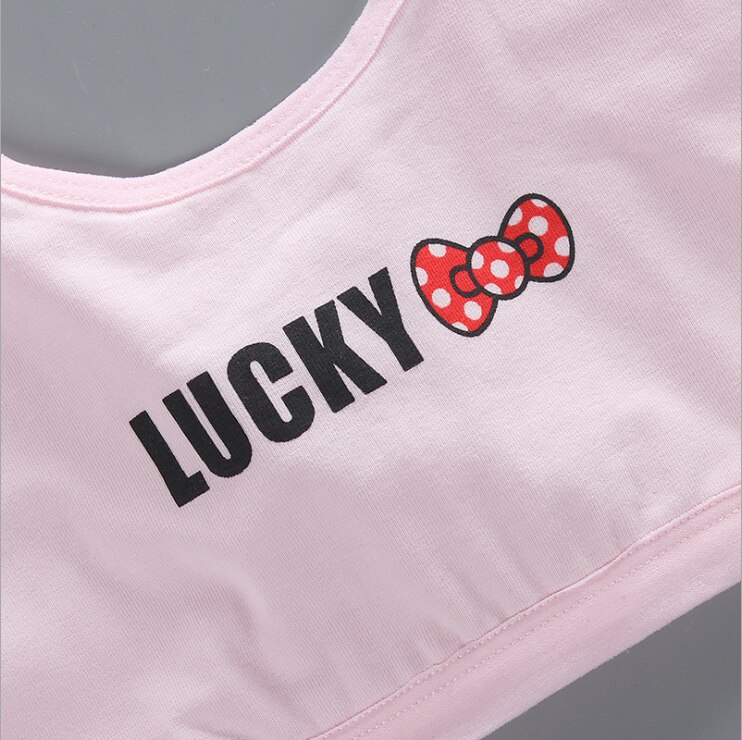 Lucky Bow cute top Light color Vest Bra underwear bottoming Girls under clothes teenager braces children soft cotton