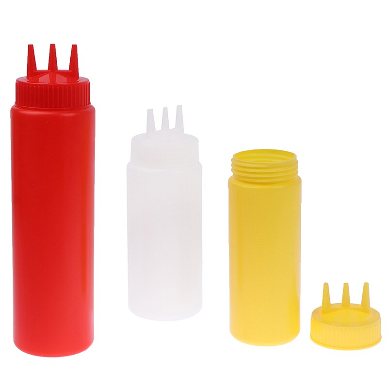 6 Pack knijpflessen voor sauzen en vloeistoffen - 12 oz Easy Pour, Lekvrije Snap Cap Kruiderij Flessen