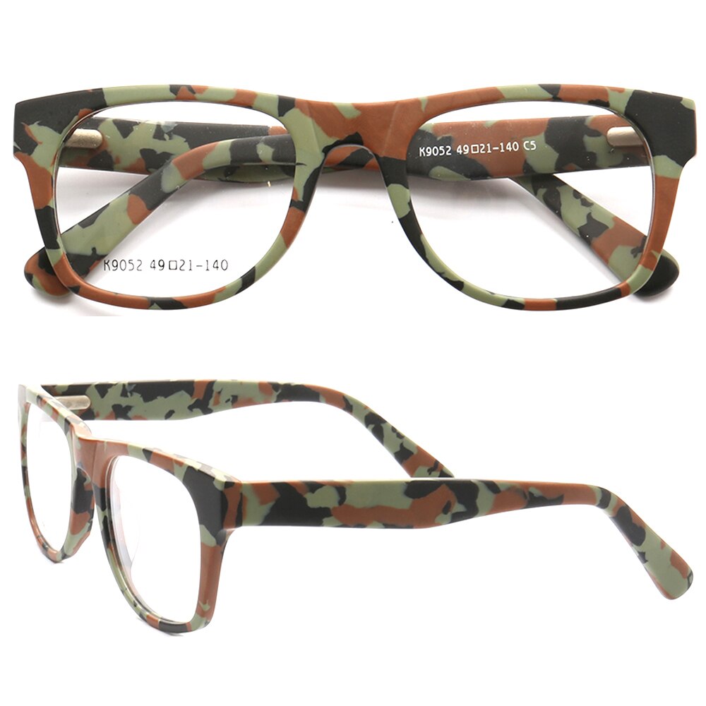 Men Square Glasses Frames Women Camo Optical Eyeglass Frame Camouflage Round Prescription Pink Eyewear Spectacles