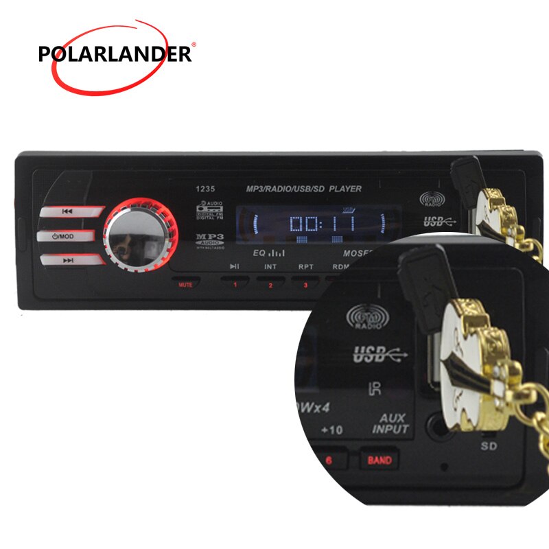 12V Car Audio Car Radio Car Stereo Mp3 Player SD USB Drive 1 Din In-Dash FM Transmitter Remote Control 1042A LED Screen