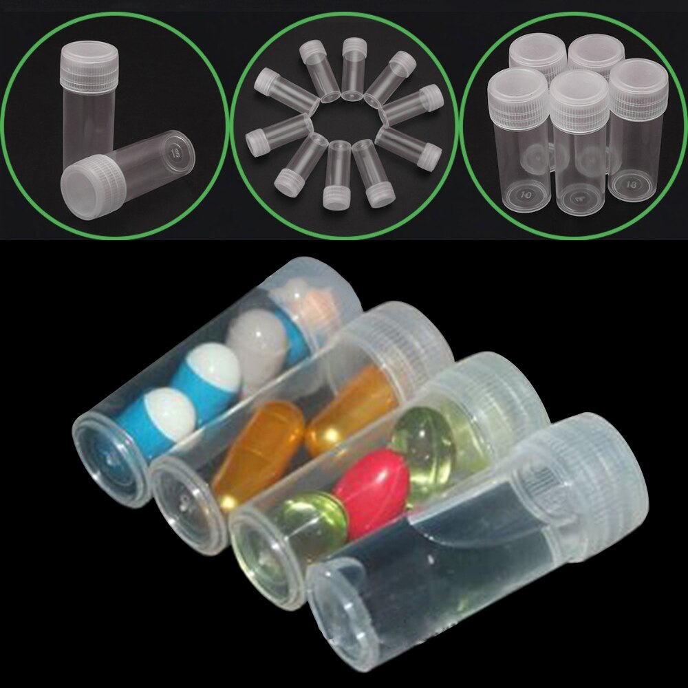 10pcs 5ml Plastic Bottle Sample Small Barrel Vials Medicine Pill Liquid Powder Capsule Storage Container Packing Bottles F694587