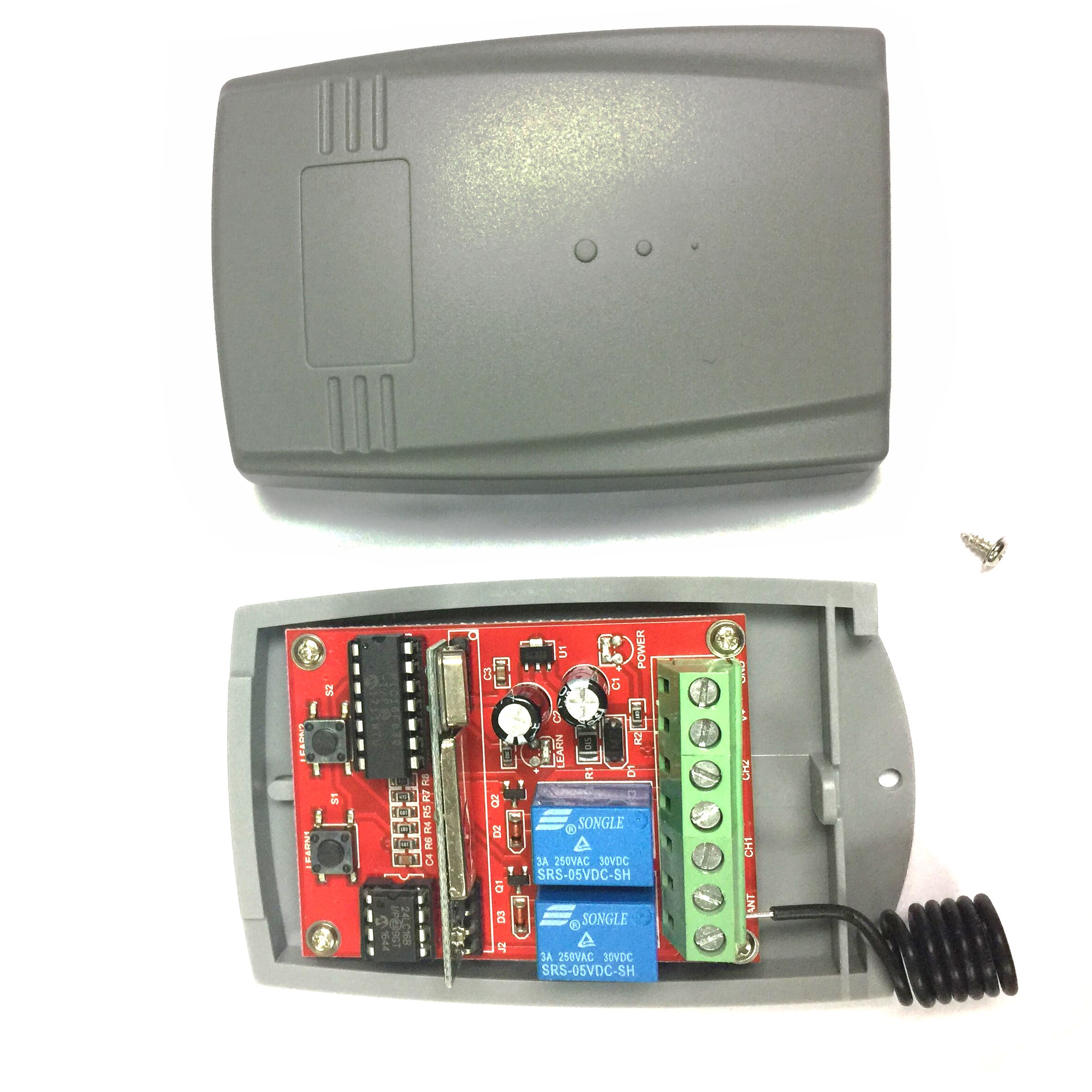 12-24v DC 2 channel fixed code and rolling code gate garage door remote control universal receiver 433mhz