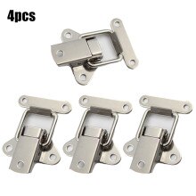 4PC/lot Stainless Steel Spring Locking Latch Hasps Suitcase Chest Toggle Catch Clasp Box Hinges Furniture Hardware Accessories
