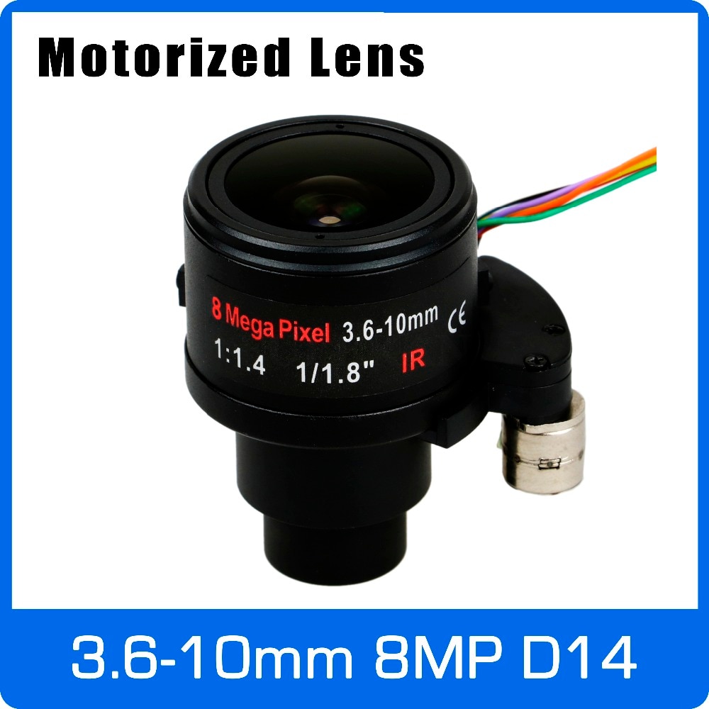 Motor 8 megapixel varifocal 4k linse 1/1.8 tommer 3.6-10mm d14 monter motoriseret fokus og zoom til imx 274/178/os08 et 10 cctv ip kamera