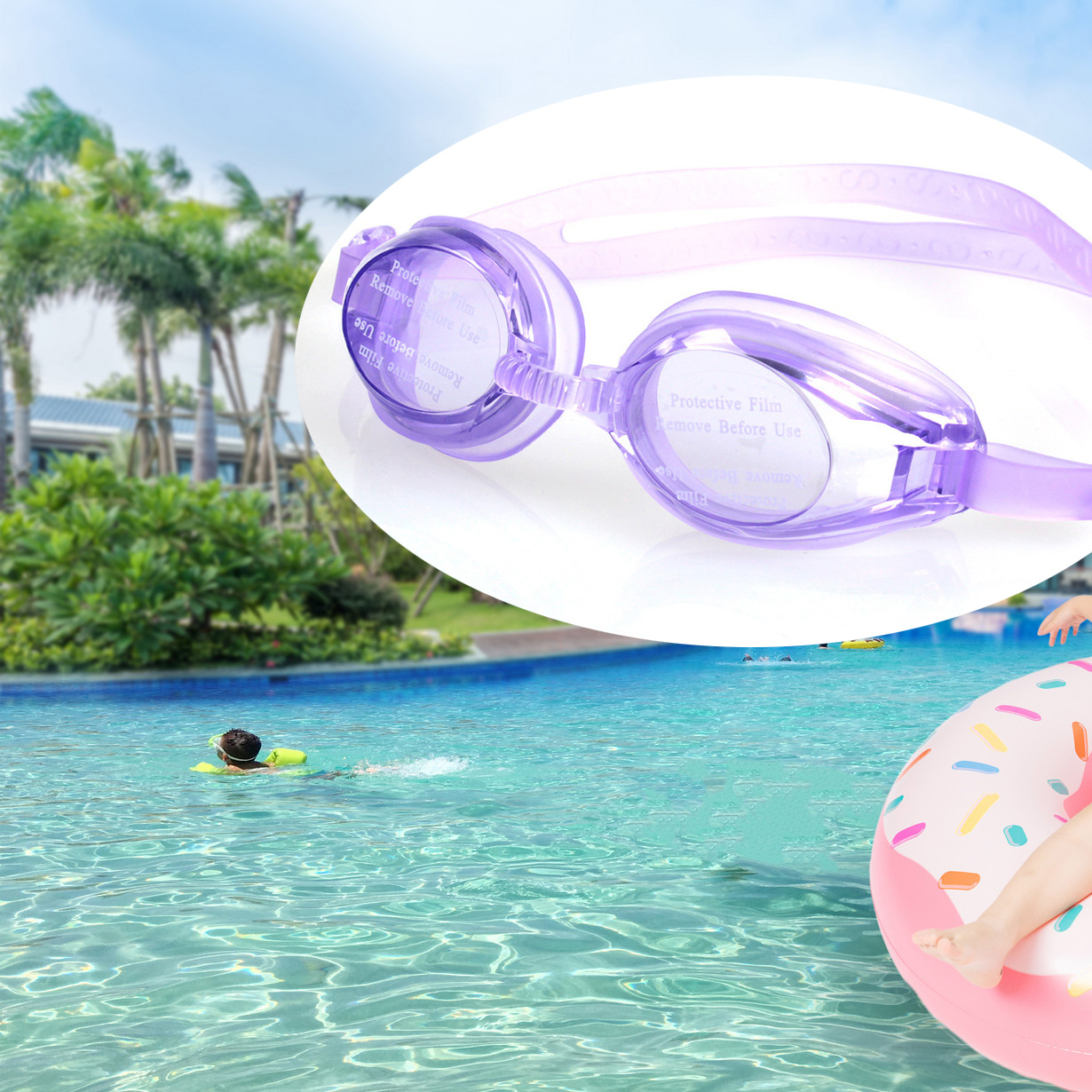 Svømmebriller justerbare svømmebriller svømmebriller beskytter børn vandtætte silikone svømning anti-dug briller