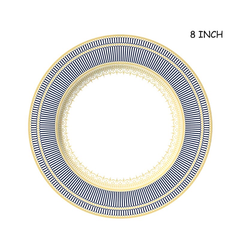 Assiette à Steak élégante en porcelaine, en os bleu, en céramique, plat à dîner, tasse à café, soucoupe, vaisselle familiale, décoration de la maison: 8 Inch Plate