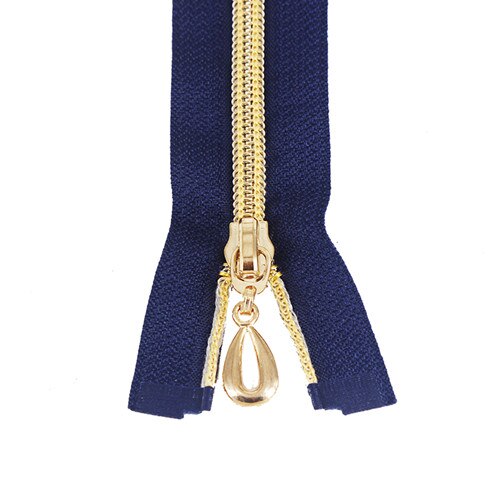 5piece Gold Tone Teeth Zipper Open-End Metal Zippers 60cm Length for Sewing Zippers Z57: navy