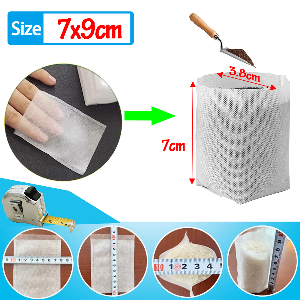 100 stk. planteposer, planteskoleposer, frø til såning, blomsterpotter, bionedbrydeligt ikke-vævet stof til hjemmet, havetilbehør, værktøj