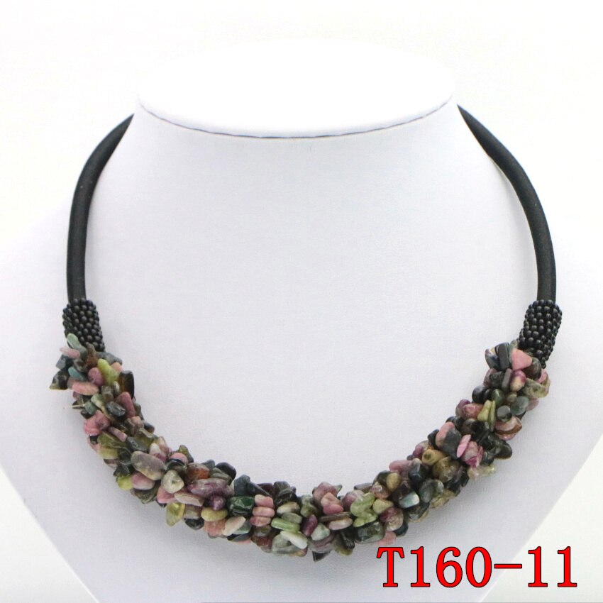 WUBIANLU 13 Styles Natural Spar Coral Tourmaline Lapis Lazuli Agates Aventurine Chokers Necklaces For Women Costume Jewelry: T160-11