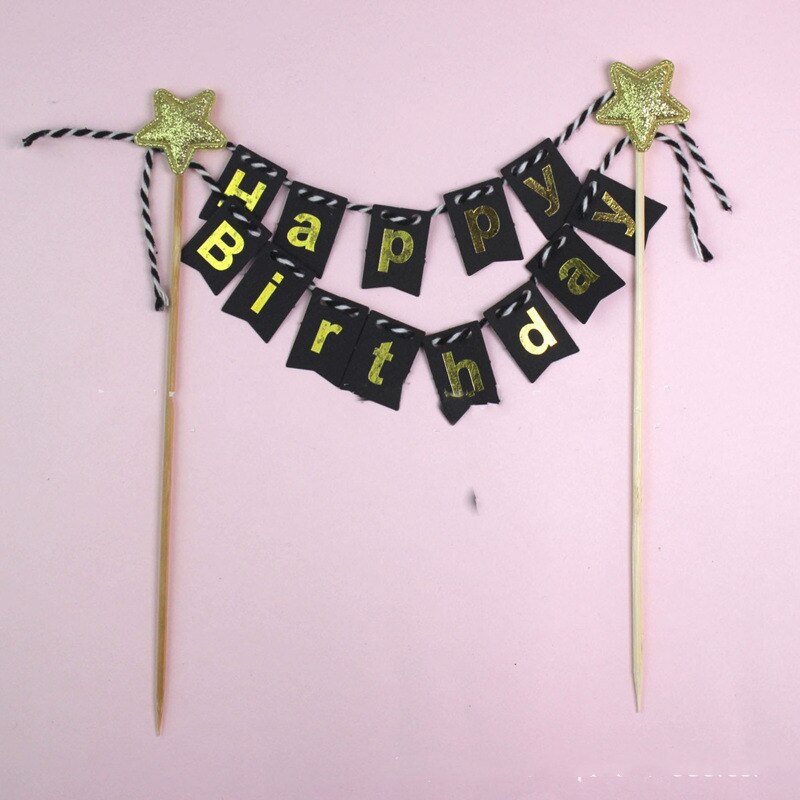 Banner Happy Birthday Cake Topper Cupcake Toppers Flag Banner 1st Birthday Cake Decoration Baby Shower Boy Girl Wedding Party