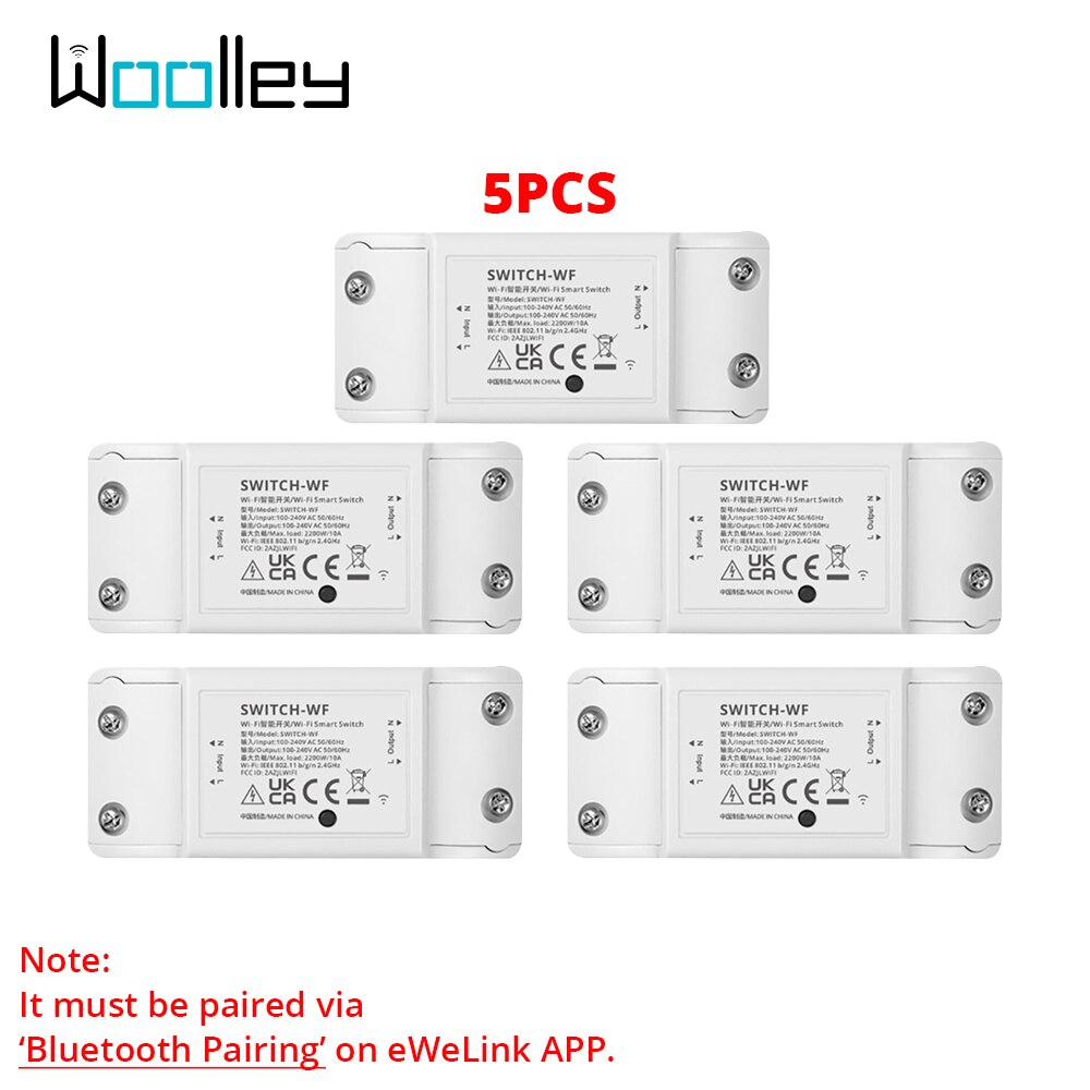 Woolley wifi älykäs valokytkin moduuli katkaisin ajastin älykäs tee-se-itse-kytkin 10a langaton kaukosäädin toimii alexa google home: 5 kpl