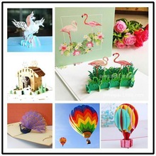Carte pop-up Flamingo 3D créative pour anniversaire, carte de vœux de festival, carte de bénédiction de remerciement, carte postale d'invitation