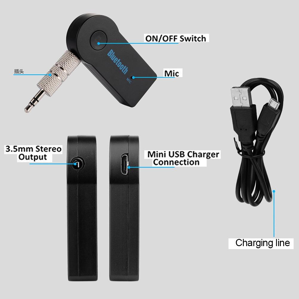 2 in 1 trådløs bluetooth 5.0 modtager senderadapter 3.5mm jackstik til bilmusik lyd aux  a2dp hovedtelefonmodtager håndfri