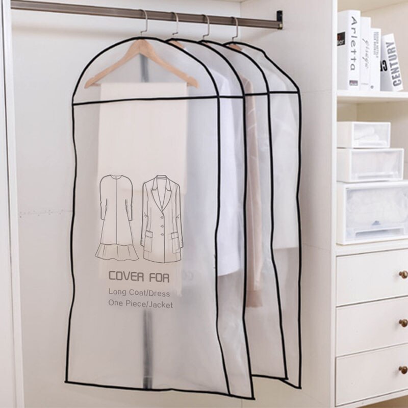 Transparent Clothes Dust Covers Clear Suit Bag Case Garment Coat Zipper Organizer Cover For Home Wardrobe Storage Protection Bag