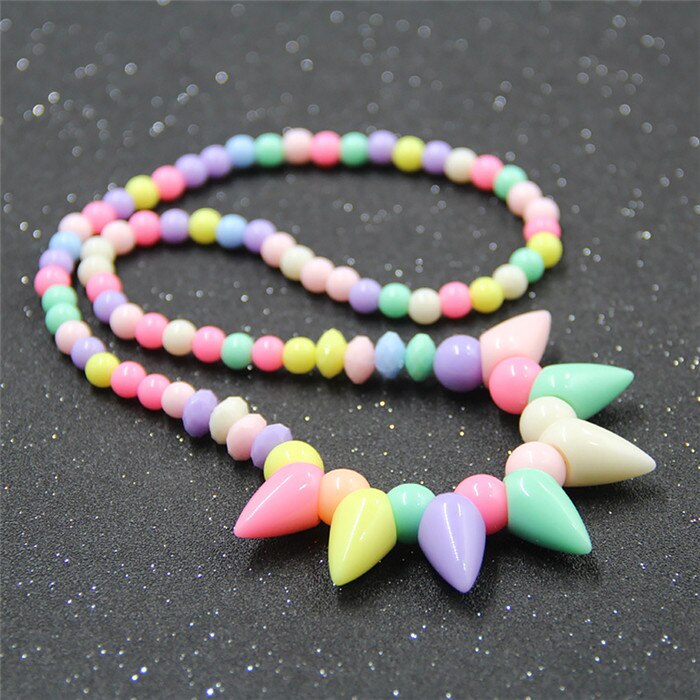 Mode Zoete Snoep Kleur Ketting Kralen Charmante Ketting Kinderen Cosplay Accessoire Roze Meisje Party Multicolor Sieraden: 2