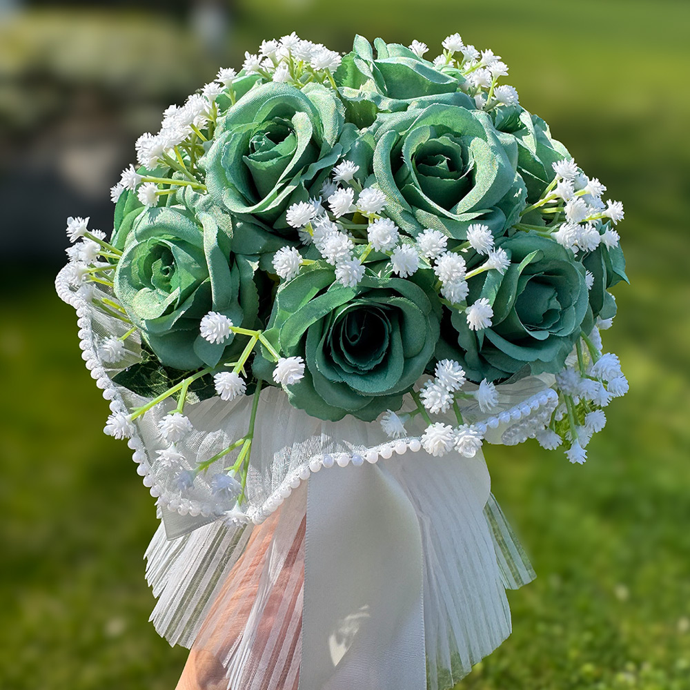 Babysbreath-Rosensträuße für sterben Braut, künstlicher Blumenstrauß für Hochzeiten Ich bin Freien, Valentinstag, Verlobungsfeiern: Grün