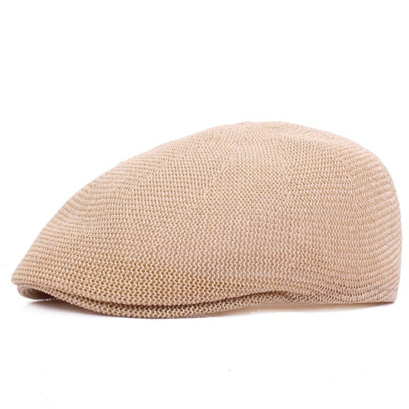 Summer Unisex Casual Beret Hat Flat Cap Newsboy Style Gatsby Hat Adjustable Breathable Mesh Caps Denim Beret Hat: Gold
