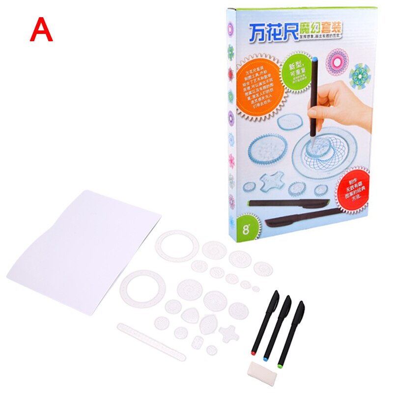 18/22Pcs Spirograph Tekening Speelgoed Set Grijpende Tandwielen & Wielen Tekening Accessoires Educatief Speelgoed Voor Kinderen: A