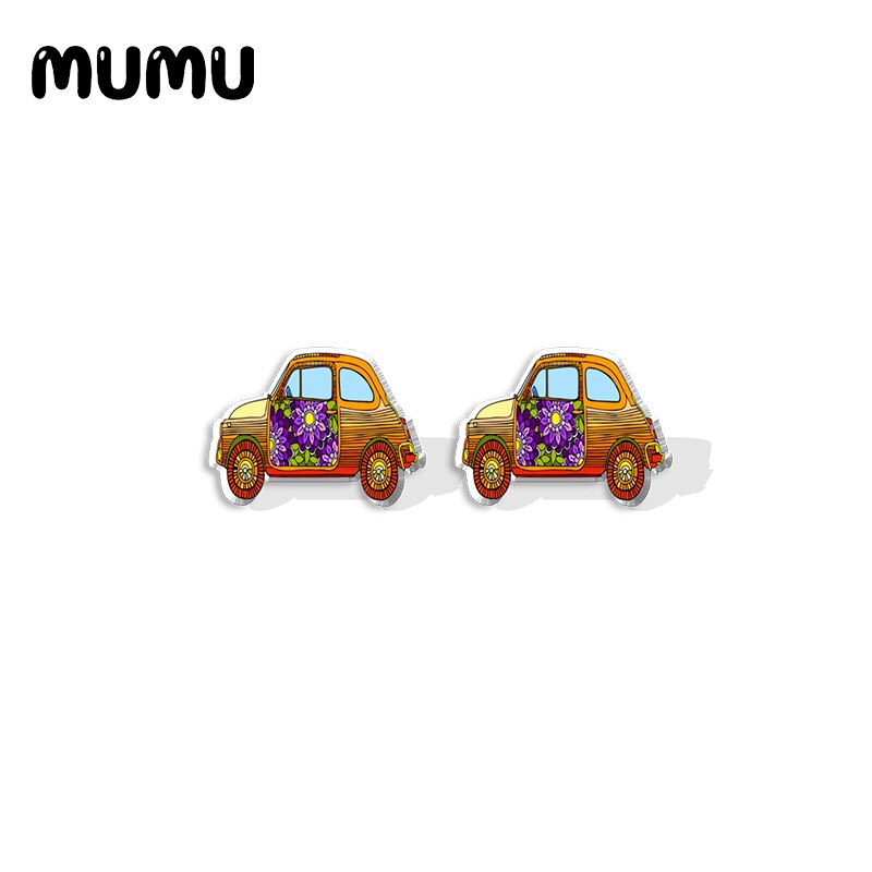 neue Ebene Hippie Auto Acryl Zucht Ohrring Lustige Handgemachte Ohrringe Harz Epoxid Schmuck Fans: 1