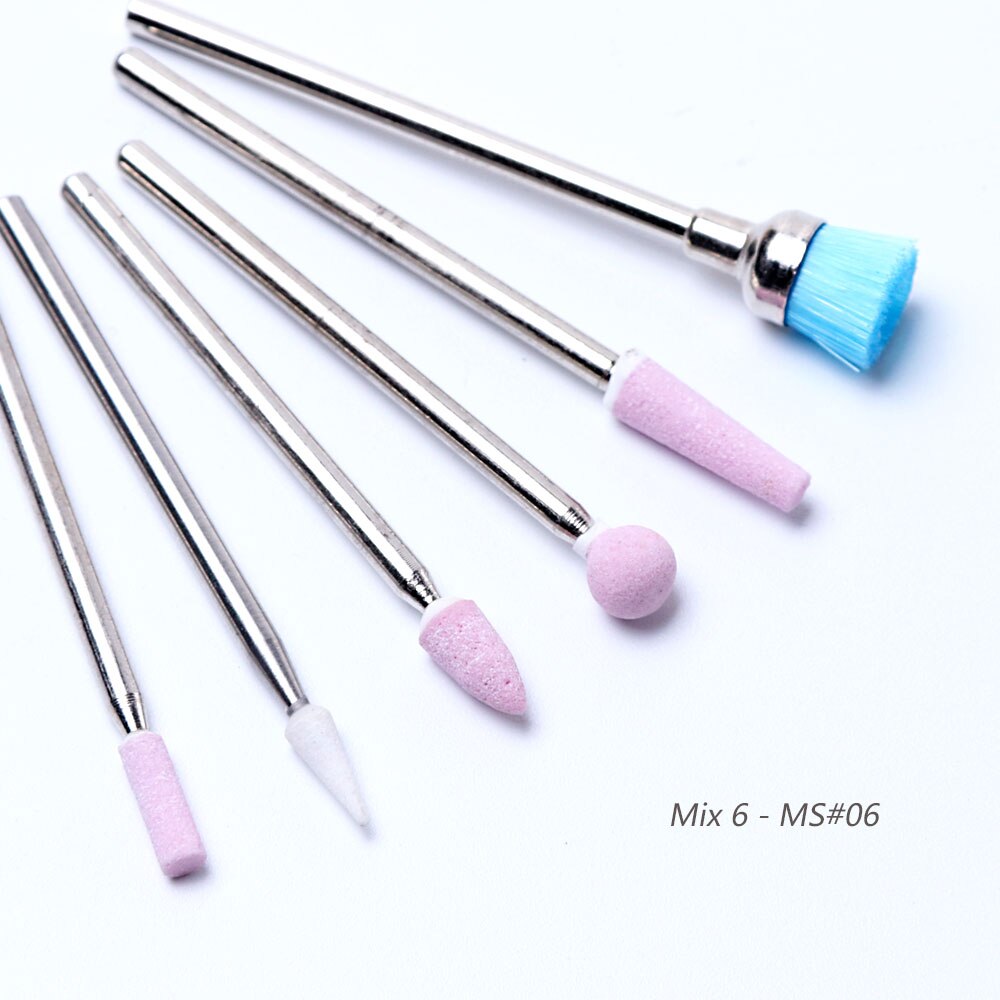 Uds diamante cortadores para uñas de manicura brocas Rotary Burr de archivos Molino de cepillo eléctrico amoladora corindón herramientas BEJG: Mix 6-MS06