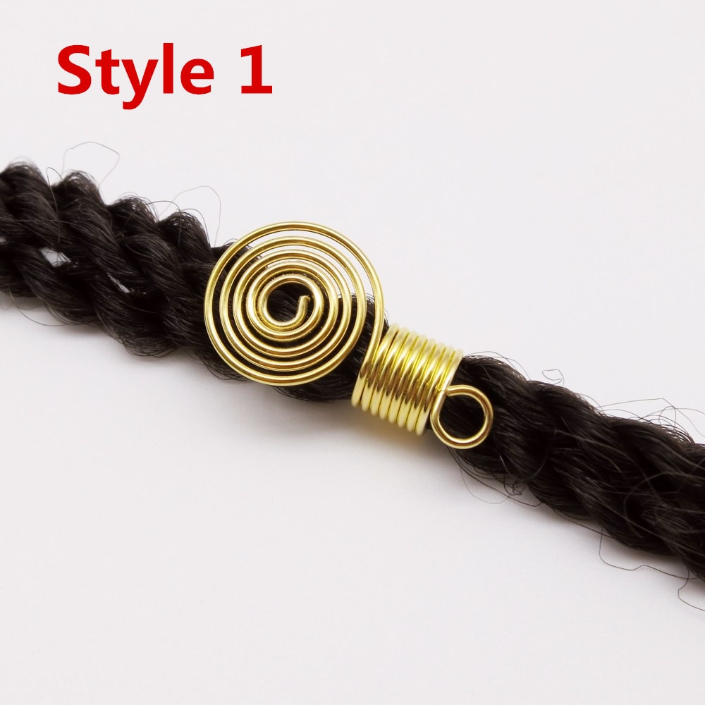 Mèches spirales dorées/argentées 5 pièces/10 pièces | Tresses tubulaires de perles, dreadlock, clips pour hommes femmes, accessoires breloques