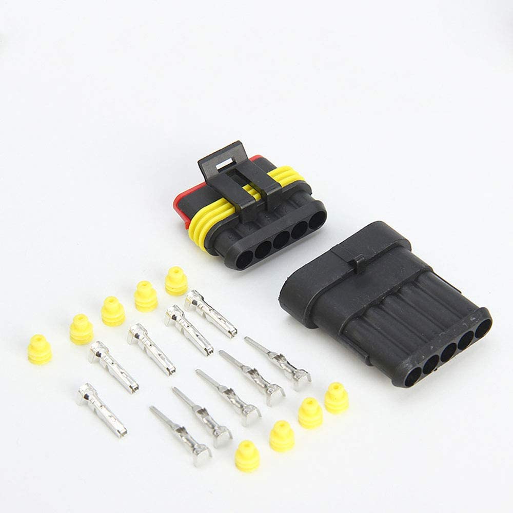 10 Kits 5 Pin Way Waterproof Electrical Connector Plug 1.5mm Series Terminals