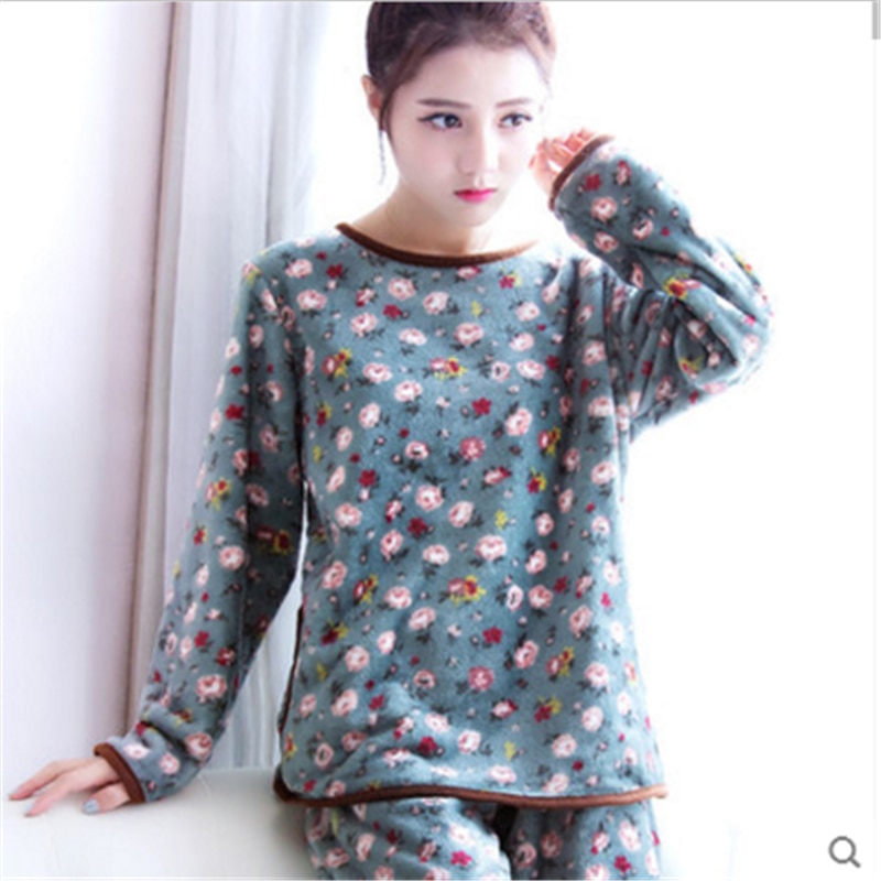 Coral Fleece Pyjamas Women Winter Flannel Women Pajamas Set Warm Pyjama Female Winter Thick Pijamas Women Big Size
