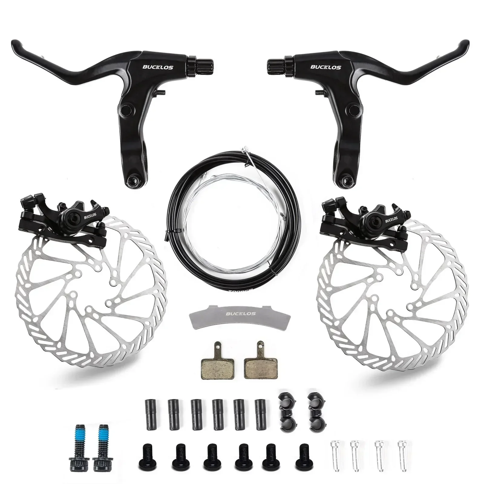 BUCKLOS Fahrrad-Scheibenbremsen-einstellen ist PM Fahrrad-Bremssättel, Aluminiumlegierung, Rennrad-MTB-Bremshebel mit Kabel, 160 mm Bremsscheibe: Licht Gelb