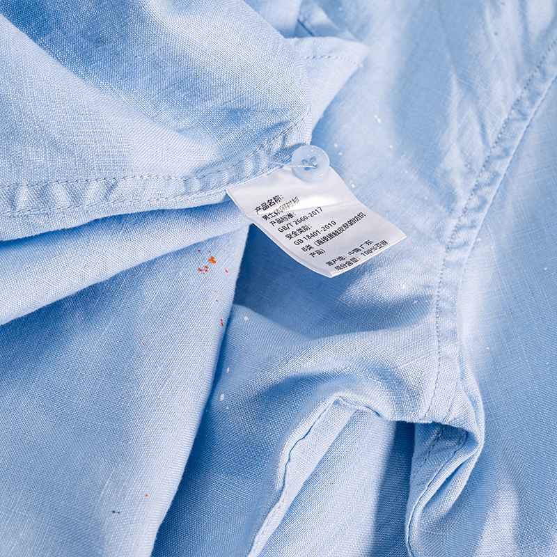 Projektant nowy z długim rękawem Casual 100% koszula lniana mężczyźni marka Trend malowanie kolor wygodny Top odzież koszulka Homme Camisas