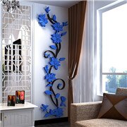 3D Acryl Muursticker DIY Rose Bloem Wijnstok Muurstickers Muurschilderingen Behang Thuis TV Sofa Achtergrond Muur Poster Decoratie: Blauw