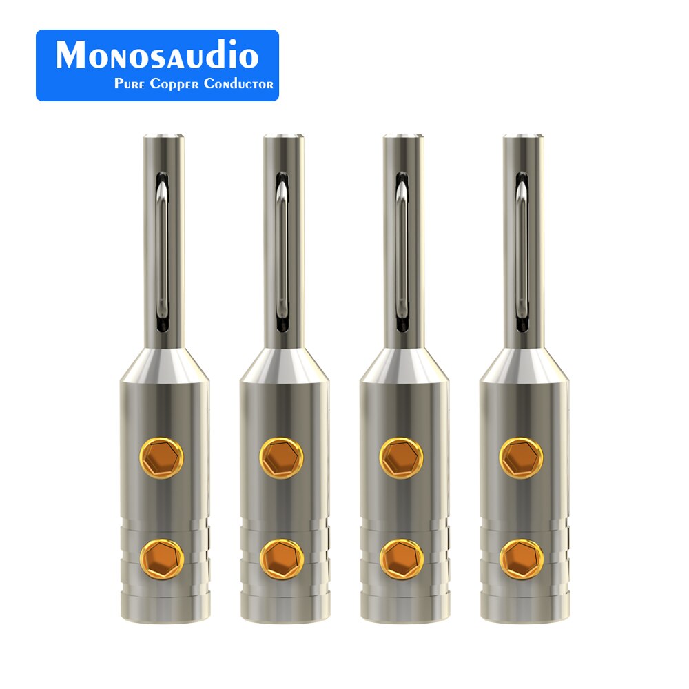 Monoaudio B80 99.998% connecteur de fiche banane en cuivre pur rouge plaqué or/Rhodium, prise de câble Audio pour haut-parleur: 4Pcs B80R