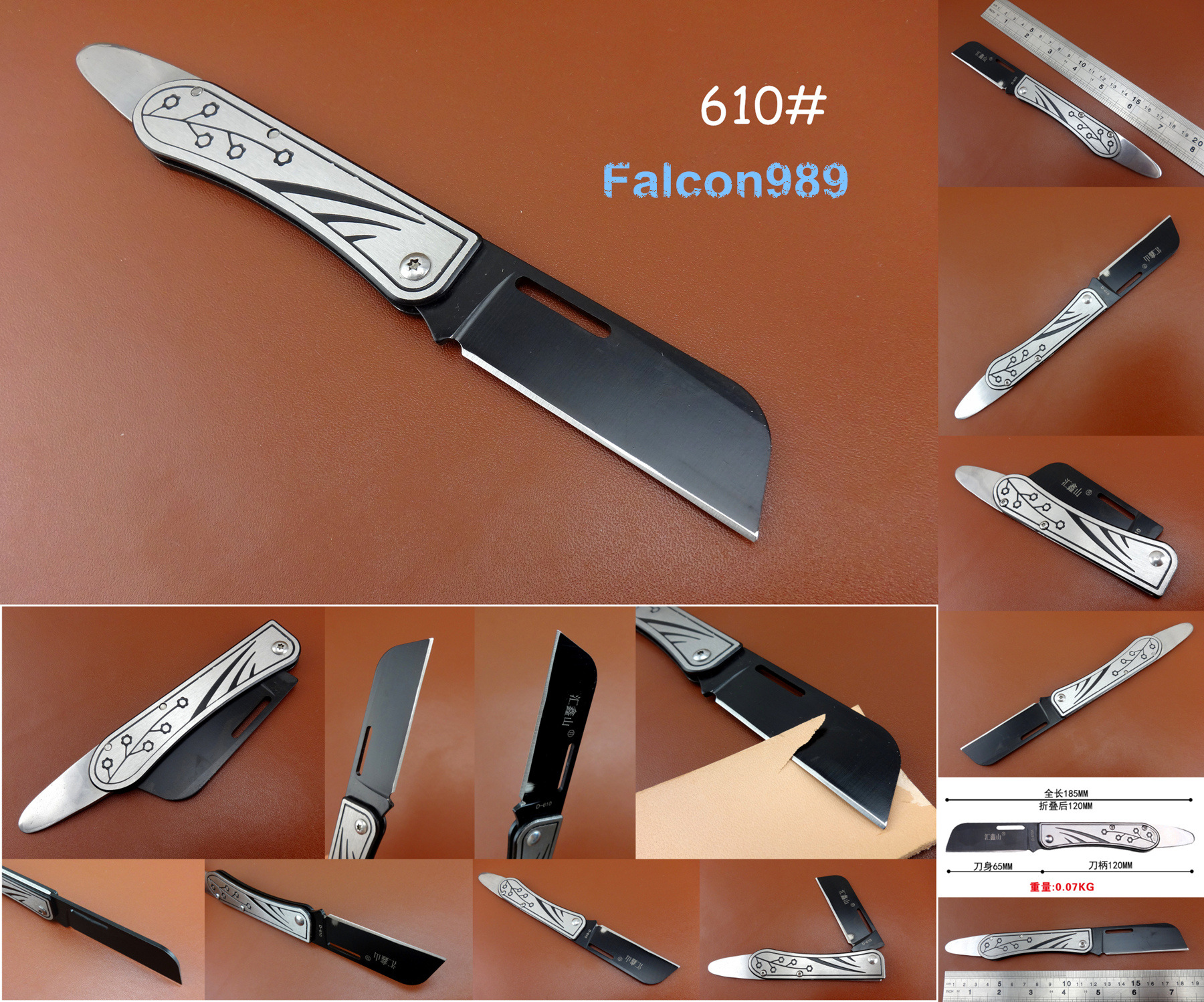 8kinds Leather Craft Skiving Carve Cut Cutter Knife Crease Polishing Shaping 2in1 Tool - Punch Chisel Pricking Iron Needle Edger