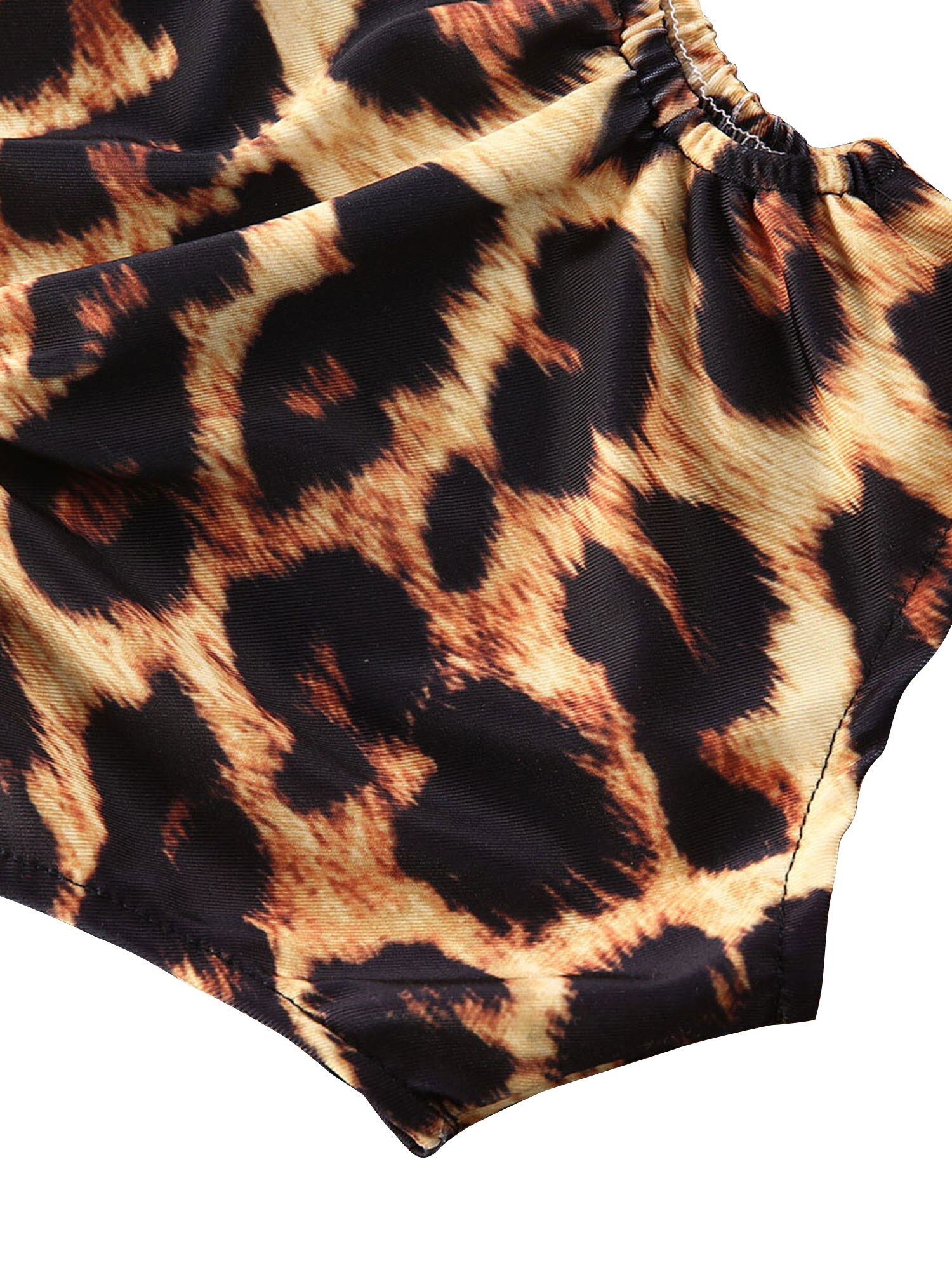 Newborn Baby Girl Print Swimsuit Swimwear Lace Up Bathing Suit One Piece Bikini Clothes Leopard Summer Beach Bikini Outfits