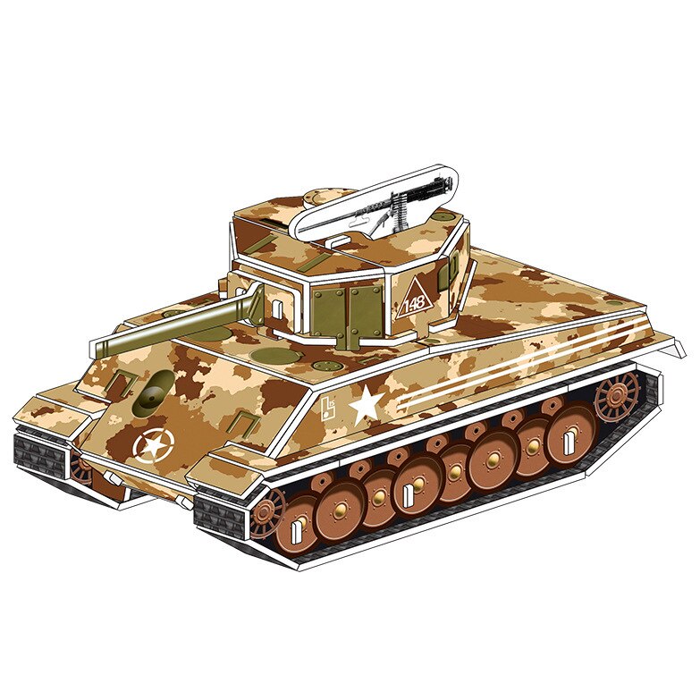 1 Pcs Aantrekkelijke Cartoon Watervliegtuig Tank Trein 3D Puzzel Interessante Leren Educatief Speelgoed Voor Kinderen Kid Wyw: Tank