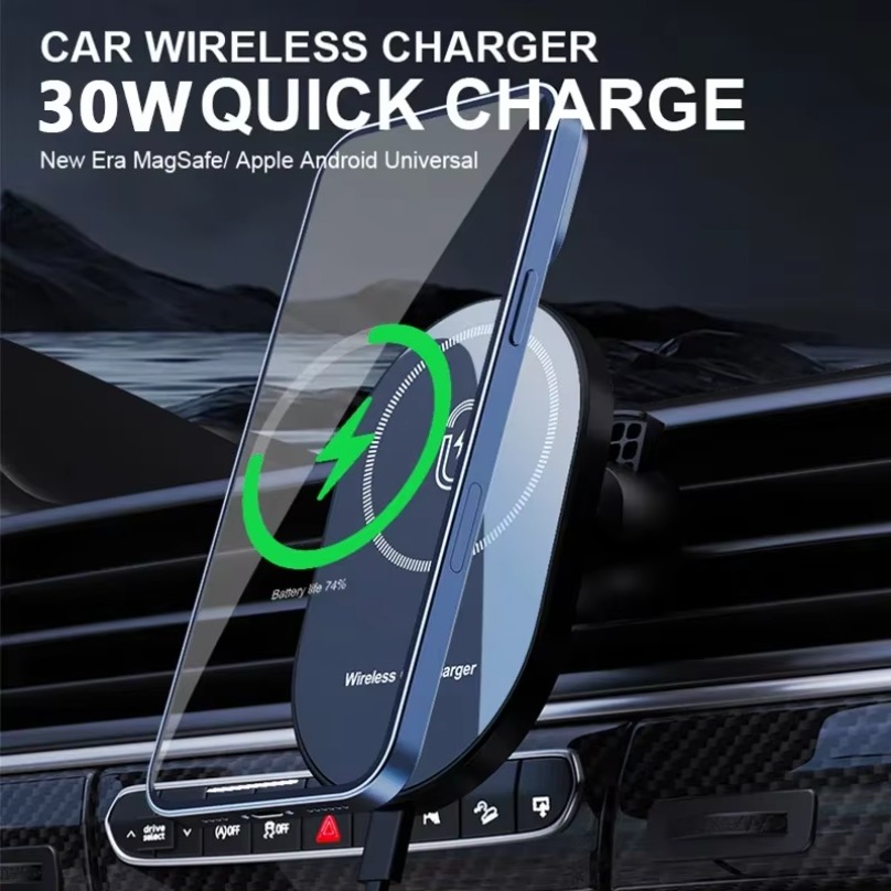 Cargadores magnéticos inalámbricos para coche, soporte de teléfono con salida de aire de 30W para Magsafe iPhone 16, 15, 14, 13, 12 Pro Max, estación de carga rápida para coche