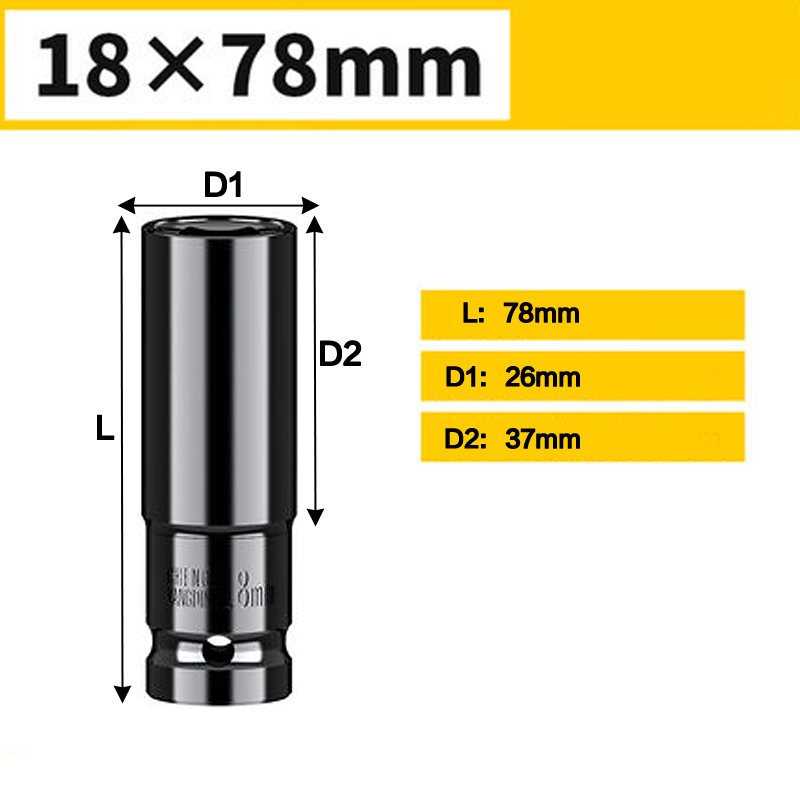 Standard 8~32mm Socket Wrench Set Tool 1/2&quot; Drive Adapter Spanner Converter Reducer Electric Impact Wrench Socket Sets: 18 X 78mm