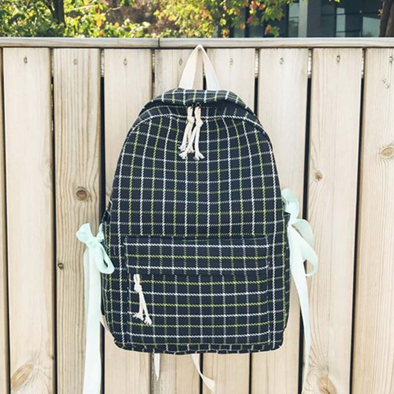 Ttou Mode Vrouwen Rugzak Student Meisje Schooltas Reistas Plaid Stijl Schoudertas Voor Vrouwen Rugzak Rugzak Knapzak: Black