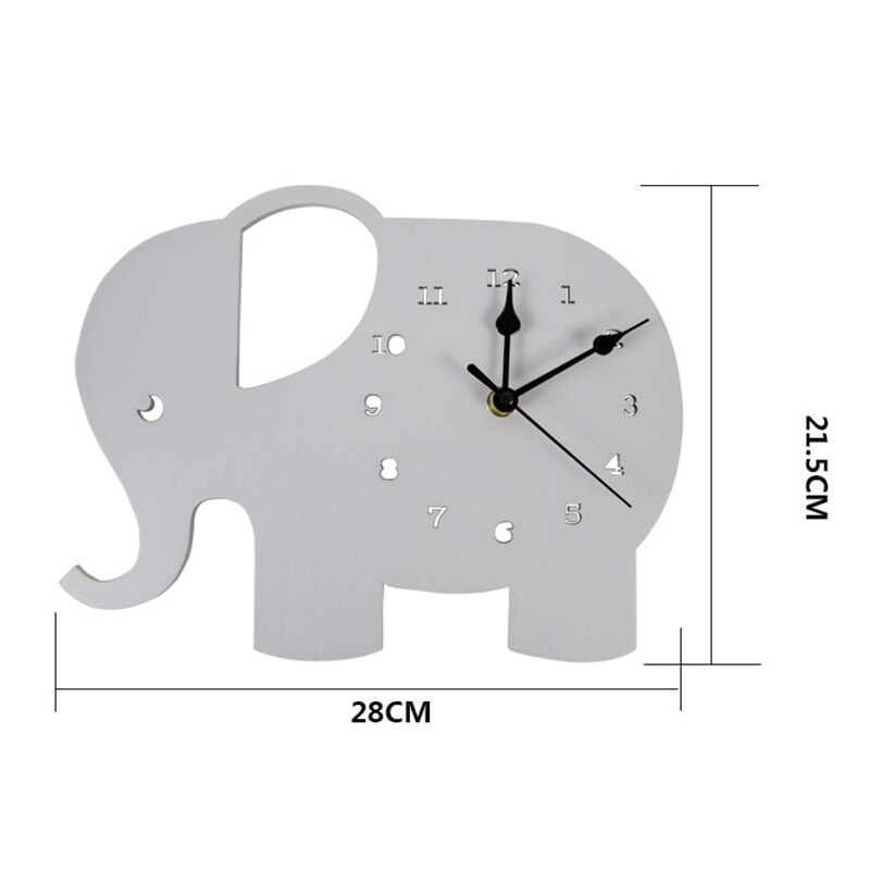 1Pc Mute Houten Wandklok Olifant Vormige Kinderkamer Home Decoratie Opknoping Klokken Houten Naald Muur-Klok