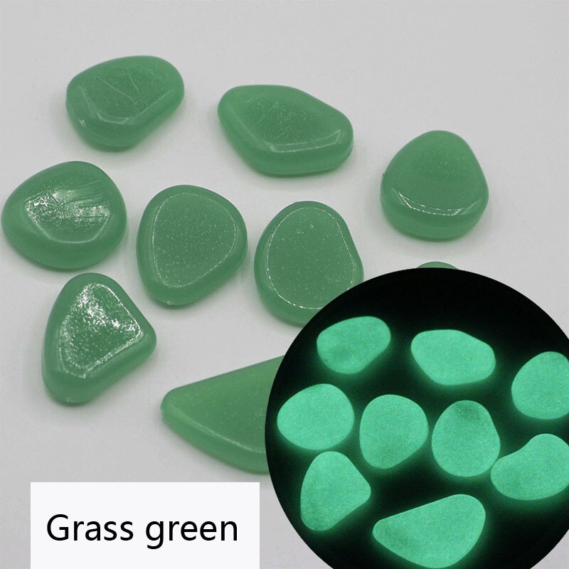 50Pcs Glow In The Dark Tuin Steentjes Glow Stones Rocks Voor Loopbruggen Tuinpad Patio Gazon Yard Decor Lichtgevende stenen Jardin: Glass Green