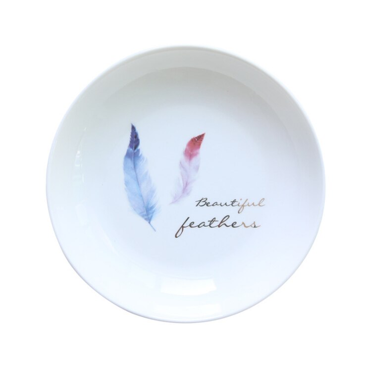 de plumas de platos domésticos estilo minimalista nórdico plato redondo suministros de cocina casera: 1
