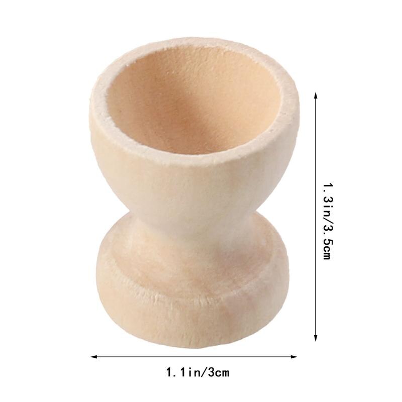 Soportes de almacenamiento de madera para huevos, taza Simple portátil sin pintar, herramientas de cocina para decoración de huevos, 10 Uds.