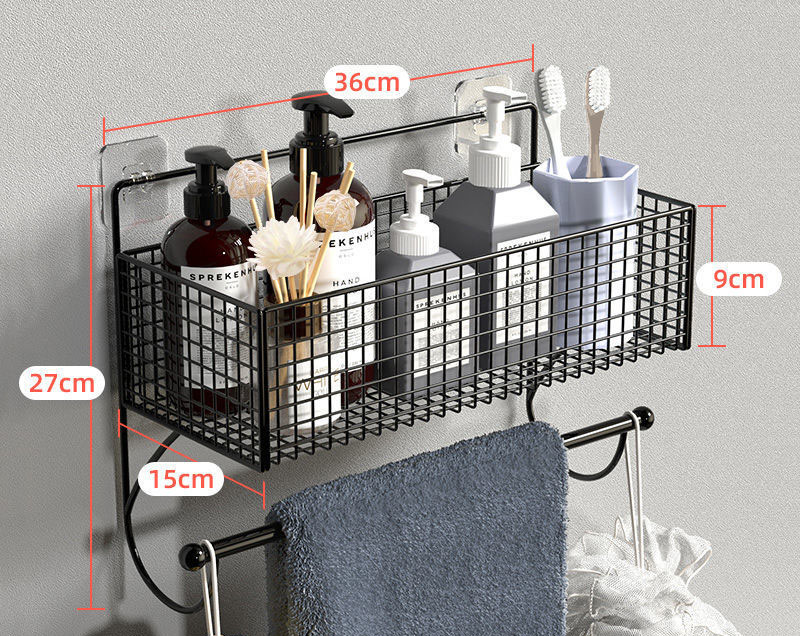 Bathroom Storage Racks Iron Metal Toilet rack washstand free punching wall hanging wall storage rack light luxury basket Gold: 3