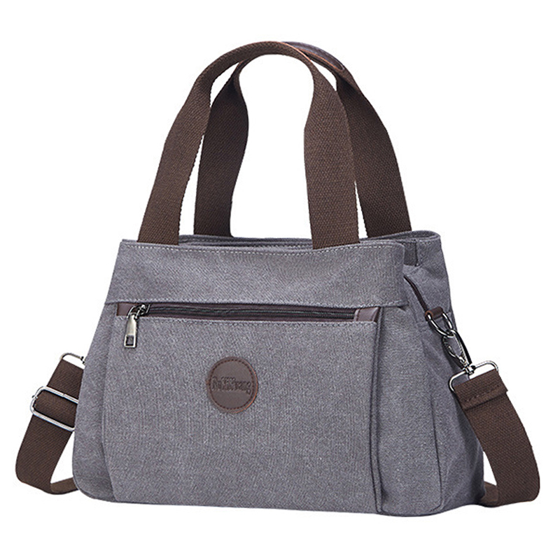 Vrouw Canvas Handtassen Casual Dame Zwervers Enkele Schoudertassen Meisjes Crossbody Pack Vintage Solid Multi-Pocket Dames Bakken Bolsas: gray