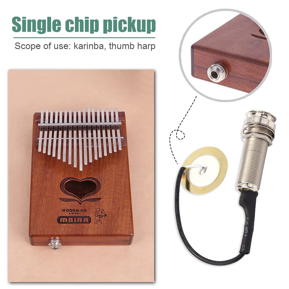 Draagbare 6.35Mm Kalimba Piezo Pickup Duim Vinger Piano Mbira Pick-Up Muziekinstrument Accessoires