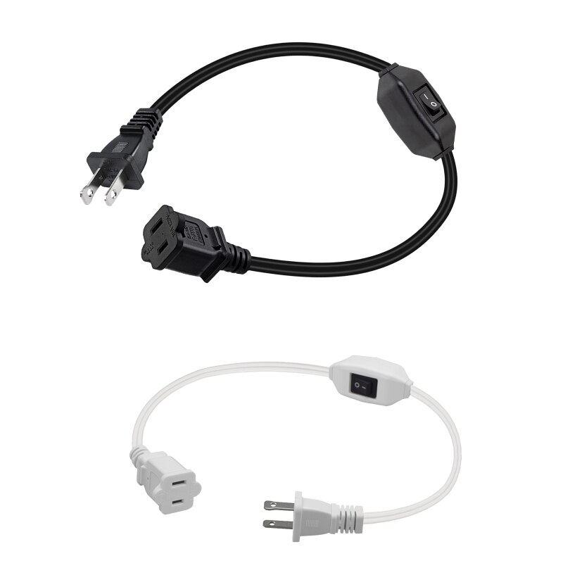 Netsnoer Met Aan-uit Schakelaar Stekker Draad Twee-Pin Us Plug Kabel Verlengsnoeren E8BE