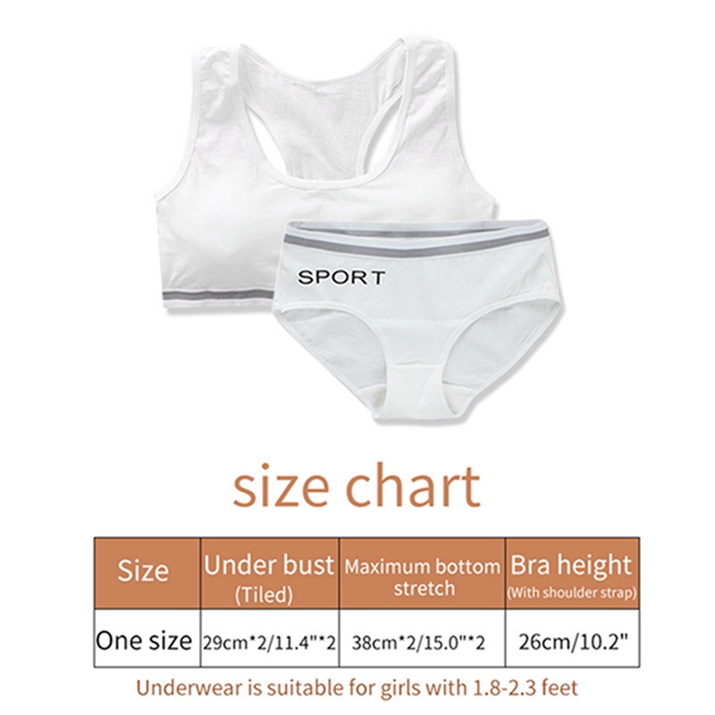 Wireless Girls Bras Panties Sets Cotton Underwear Sets Teenage Sports Training Bra 8-14Y Puberty Student Camisole Vest Panties