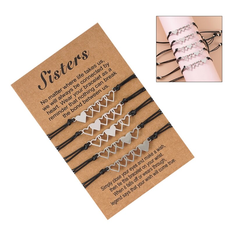 Juego de pulseras para Hermanas, Parejas, amigos, unisex, niños y adultos, 5 uds.